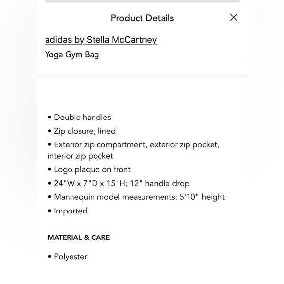 Adidas by Stella McCartney Black Duffle Yoga Gym Bag - Dark Grey - Picture 4 of 15